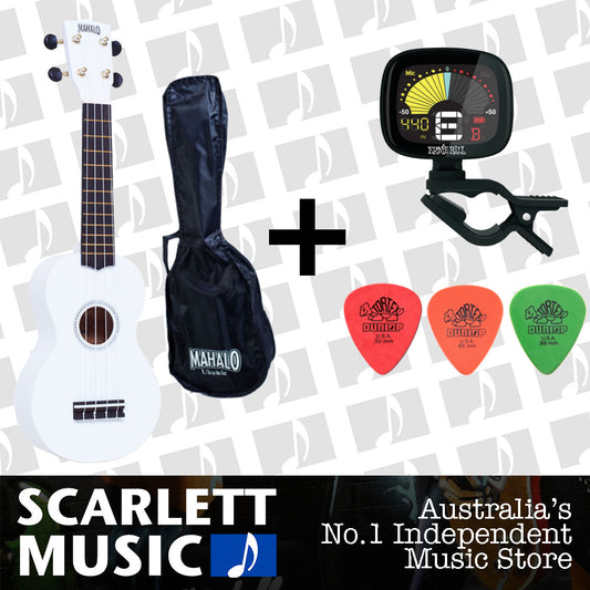 MAHALO White Soprano Uke Ukulele MR1-WH - w/FREE Gigbag.