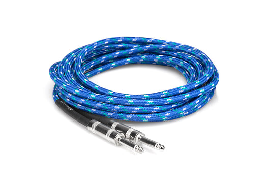 Hosa Cloth Guitar Cable, Hosa Straight to Same, 18 ft, BU/GN/WH