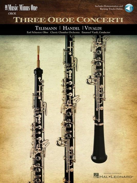 3 Oboe Concerti: Telemann, Handel & Vivaldi — Book/Online Audio (Music Minus One)