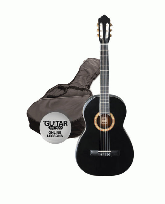 Ashton SPCG34 BK Starter Pack 3/4 Size Nylon String Guitar w/ Bag (Black)