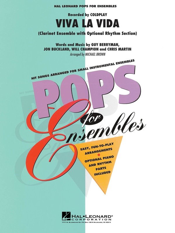 Viva la Vida — Clarinet Ensemble Grade 2.5, Score & Parts (Hal Leonard Pops for Ensembles)