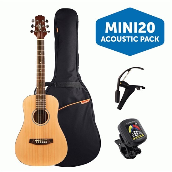 Ashton MINI20NTM Mini Acoustic Guitar Pack w/ Gig Bag, Capo & Tuner