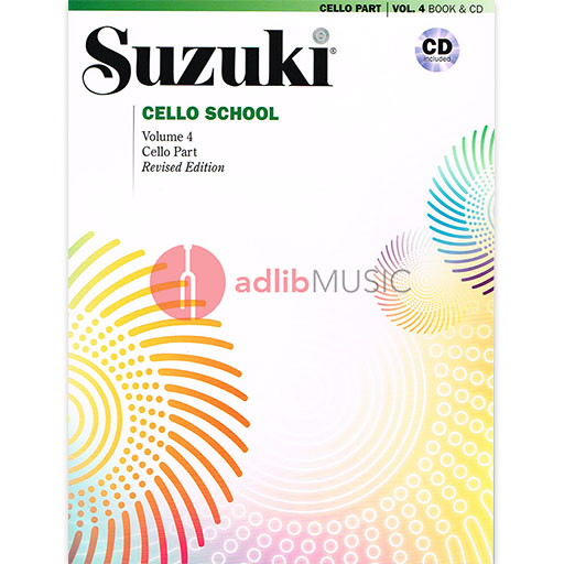 Suzuki Cello School Book Volume 4 with CD by Tsuyoshi Tsutsumi International Edition Summy Birchard 40706