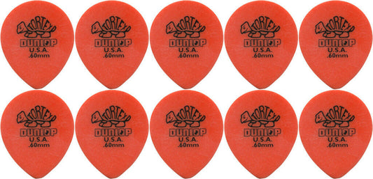10 x Jim Dunlop Tortex Tear Drop .60MM Gauge Guitar Picks 413R