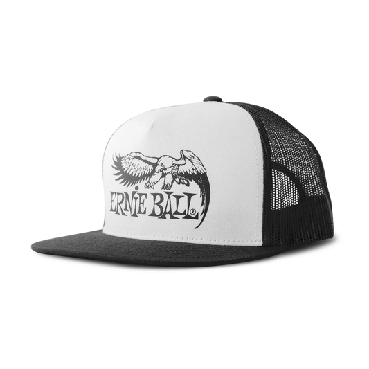 Ernie Ball Black with White Front and Black Eagle Logo Hat