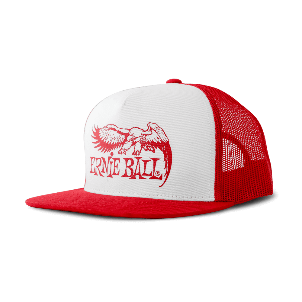 Ernie Ball Red with White Front and Red Eagle Logo Hat
