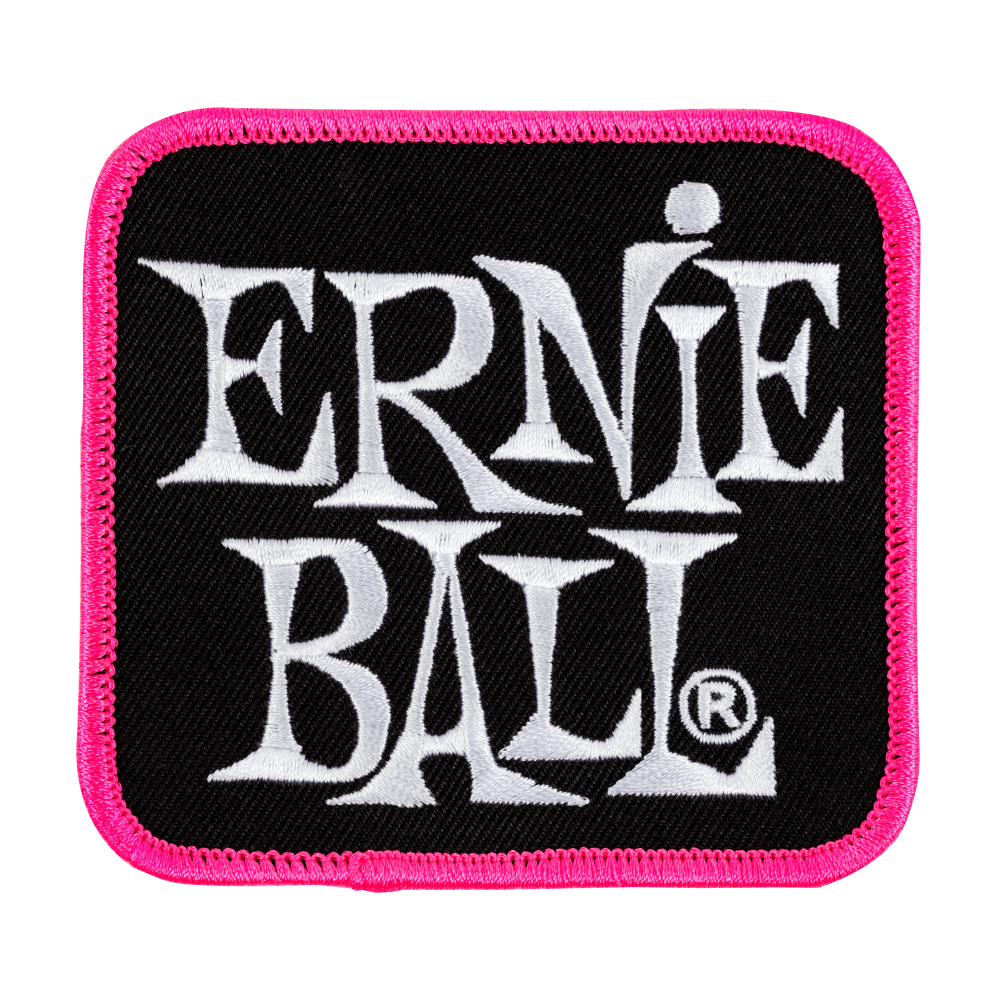 Ernie Ball EB Stacked Logo Patch Pink Embroidered