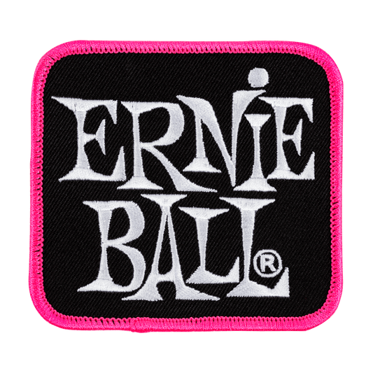 Ernie Ball EB Stacked Logo Patch Pink Embroidered