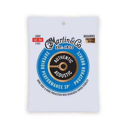 Martin Authentic Light Acoustic Guitar Strings 12-54 Promo 3-pack