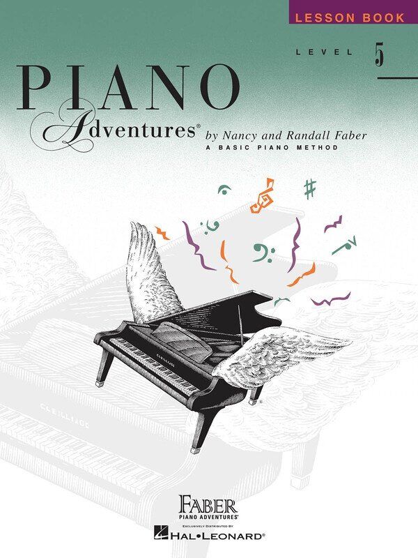 Piano Adventures Level 5 Lesson Book by Faber - 56 Pages, Features Circle of 5ths, Cadences, Minor Scales, Octaves, Arpeggios and More