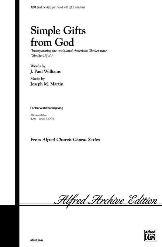 Simple Gifts from God SAB/2 PT Choral Sheet Music