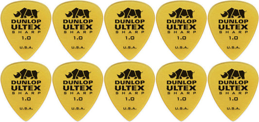 10 x Jim Dunlop Ultex Sharp 1.0MM Gauge Guitar Picks 433R Plectrums, Pack