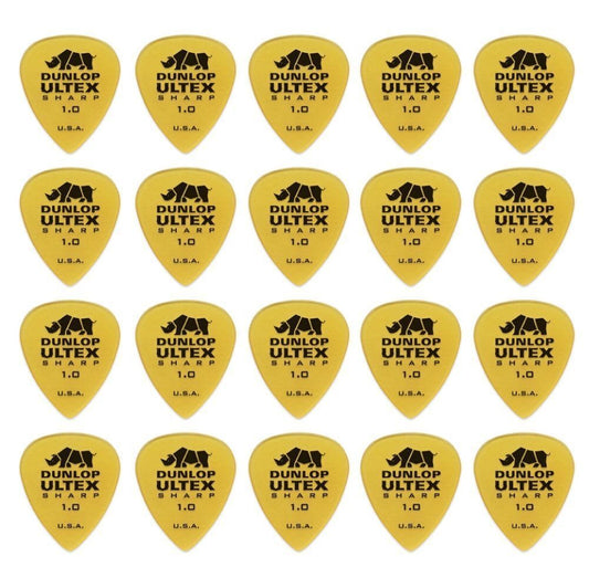 20 x Jim Dunlop Ultex Sharp 1.00MM Gauge Guitar Picks 433R Plectrums, Pack