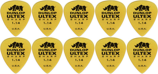 10 x Jim Dunlop Ultex Sharp 1.14MM Gauge Guitar Picks 433R Plectrums, Pack