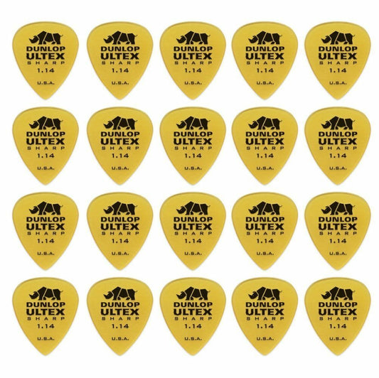 20 x Jim Dunlop Ultex Sharp 1.14MM Gauge Guitar Picks 433R Plectrums, Pack