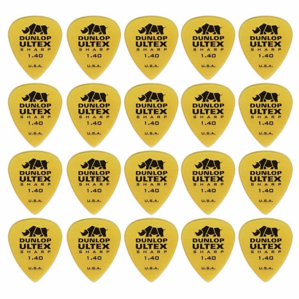 20 x Jim Dunlop Ultex Sharp 1.40MM Gauge Guitar Picks 433R Plectrums, Pack