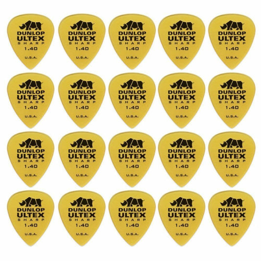 20 x Jim Dunlop Ultex Sharp 1.40MM Gauge Guitar Picks 433R Plectrums, Pack