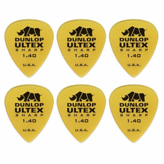 6 x Jim Dunlop Ultex Sharp 1.40MM Gauge Guitar Picks Plectrums, Pack