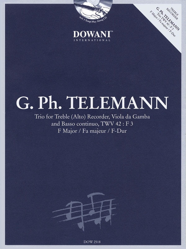 Trio Treble Rec Viola Basso Continuo Twv42 F Maj (Softcover Book/CD)