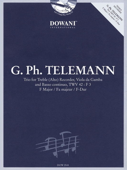 Trio Treble Rec Viola Basso Continuo Twv42 F Maj (Softcover Book/CD)
