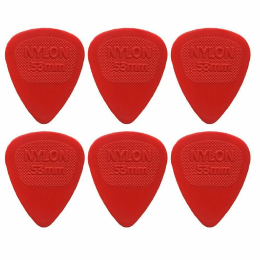6 x Dunlop Midi Standard .53MM Gauge Guitar Picks, Red