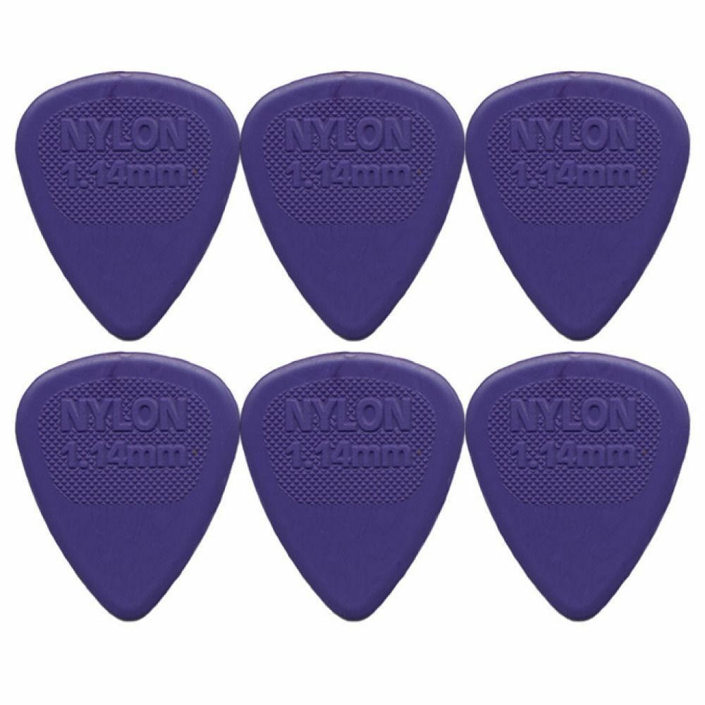 6 x Dunlop Midi Standard 1.14MM Gauge Guitar Picks, Purple