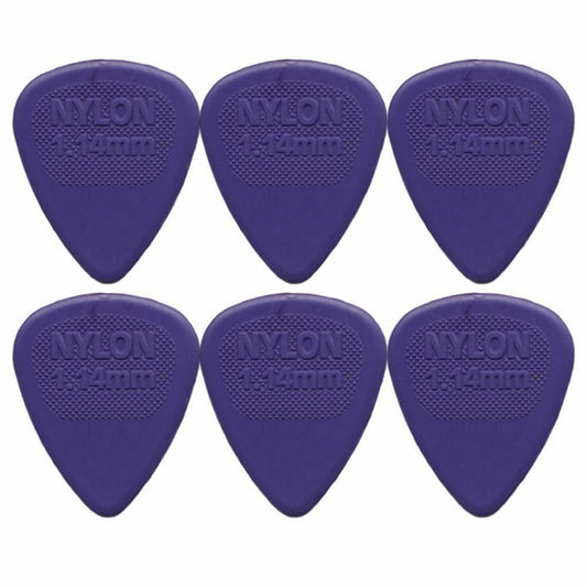 6 x Dunlop Midi Standard 1.14MM Gauge Guitar Picks, Purple