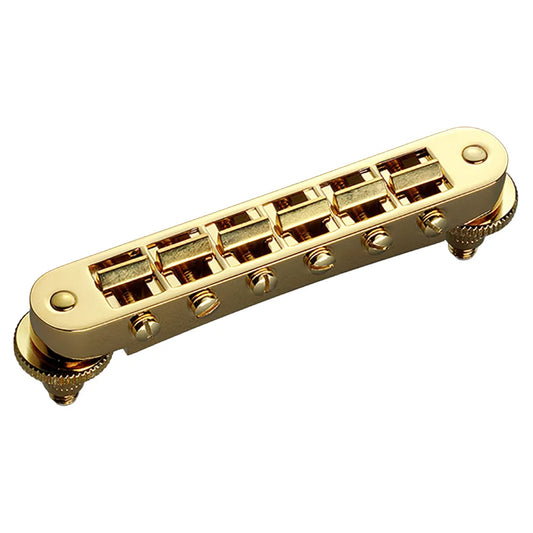 Schaller Gold Tune-o-matic Guitar Bridge GTM 12090500 for Les Paul Type Guitars, Adjustable, 74.0-74.5 mm Post Spacing