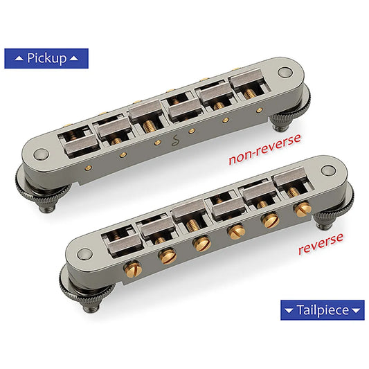 Schaller GTM Guitar Bridge with KTS Titanium Saddles in Ruthenium, Compatible with Les Paul™ Guitars