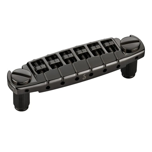 Schaller Signum Guitar Bridge Black with Brass Saddles and Adjustable Height