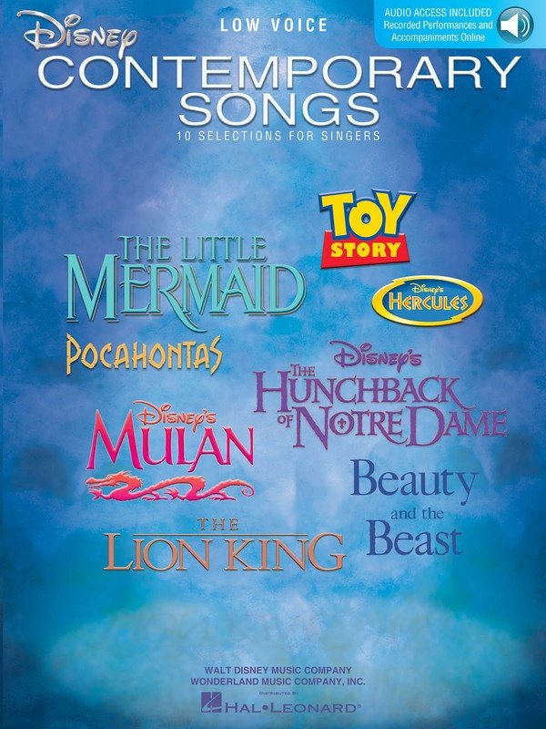 Disney Contemporary Songs — Low Voice, Book/Online Audio (Hal Leonard)
