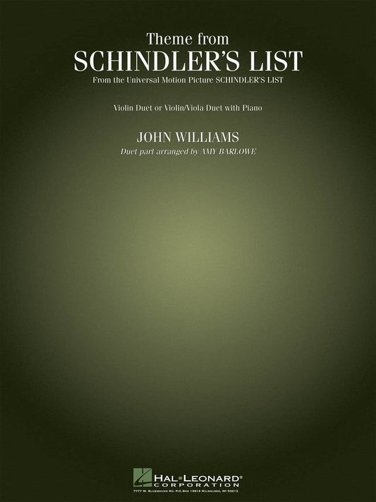 Theme From Schindlers List Violin Duet/Piano (Hal Leonard)