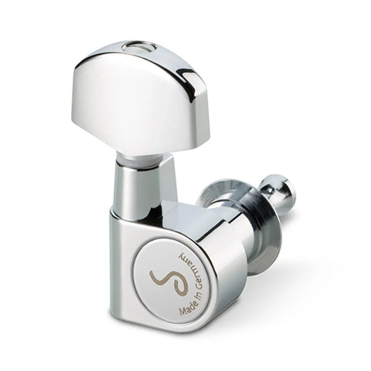 Schaller 3/3 M6-PIN Chrome Tuning Machines - 1:18 Gear Ratio, 9.8mm Bore, Precision-Crafted, Maintenance-Free