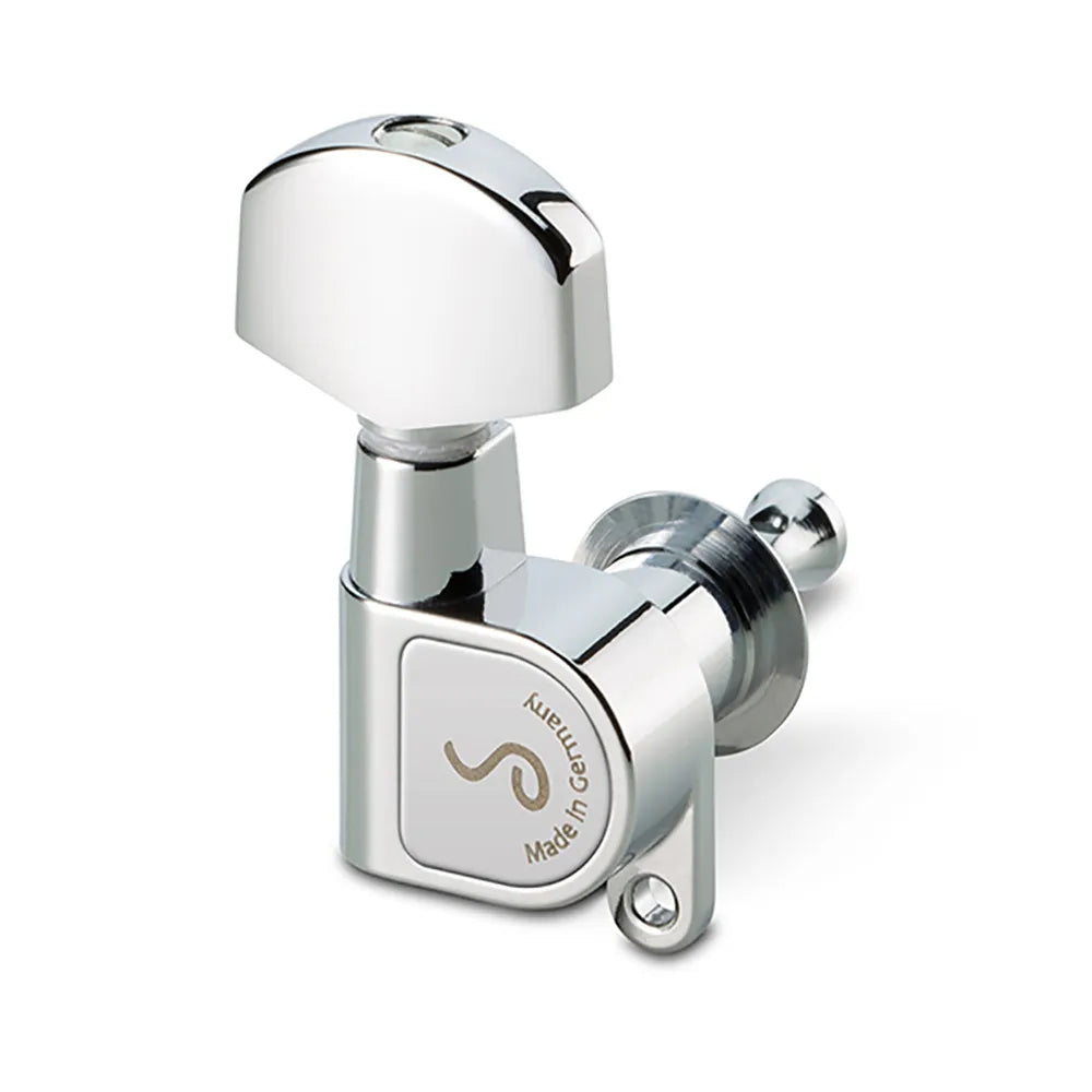 Schaller 3/3 M6-180 Chrome Machine Heads, 1:18 Ratio, Precision-Crafted, Lifetime Maintenance-Free, 9.8mm Bore, 45g per Item
