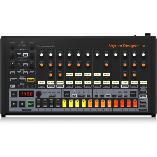 Behringer RD-8 MKII Analog Drum Machine with 16 Sounds, 64-Step Sequencer, Wave Designer, Dual-Mode Filter