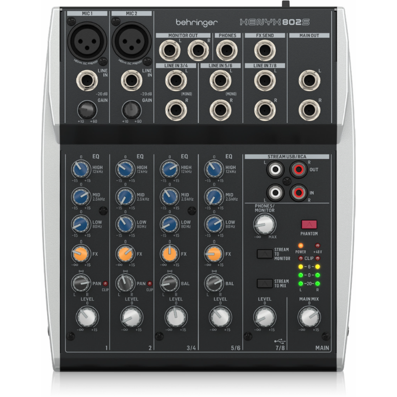 Behringer Xenyx 802S 8-Channel Mixer with USB Streaming Interface