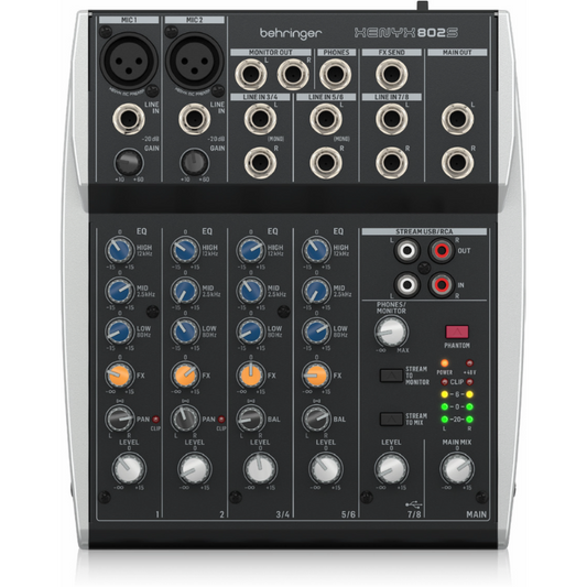 Behringer Xenyx 802S 8-Channel Mixer with USB Streaming Interface