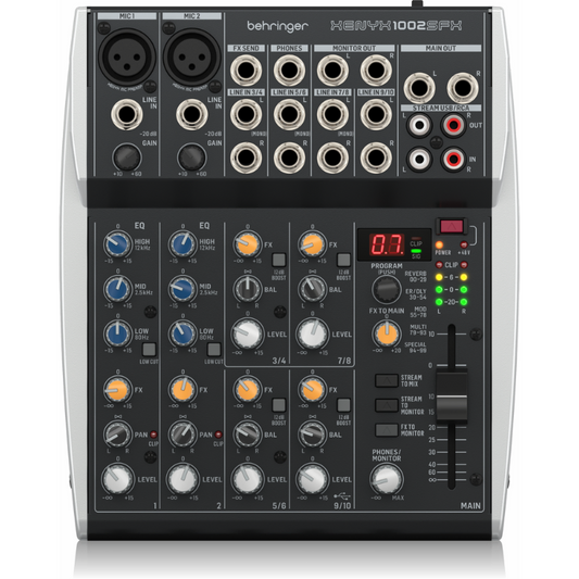 Behringer Xenyx 1002SFX 10-Channel Mixer with USB Streaming Interface and Klark Teknik Effects