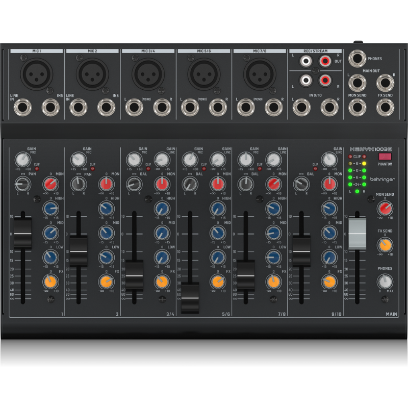 Behringer Xenyx 1003B 10-Channel Analog Mixer with 5 Mic Preamps and Battery Operation