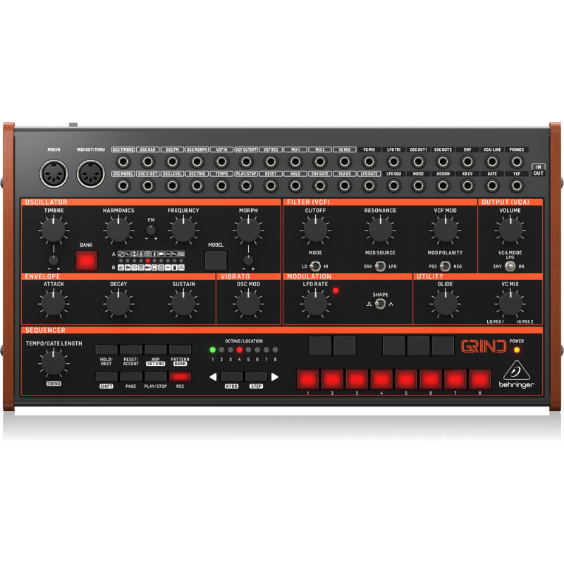 Behringer Grind Hybrid Semi-Modular Synthesizer with 24 Sound Engines, Analog Filter, 32-Step Sequencer, 16-Voice Poly Chain — view 4