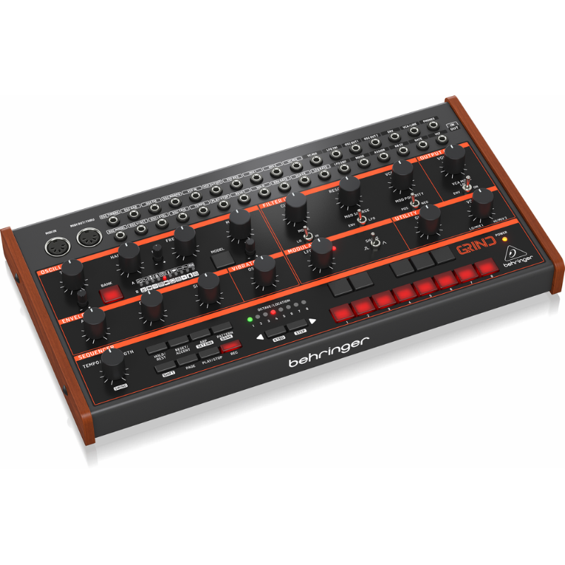 Behringer Grind Hybrid Semi-Modular Synthesizer with 24 Sound Engines, Analog Filter, 32-Step Sequencer, 16-Voice Poly Chain
