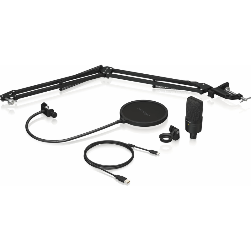 Behringer D3 USB Microphone Podcast Bundle with Boom Arm and Pop Filter
