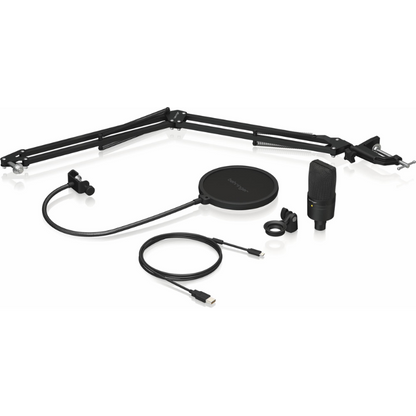 Behringer D3 USB Microphone Podcast Bundle with Boom Arm and Pop Filter