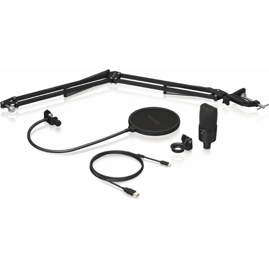 Behringer D3 USB Microphone Podcast Bundle with Boom Arm and Pop Filter