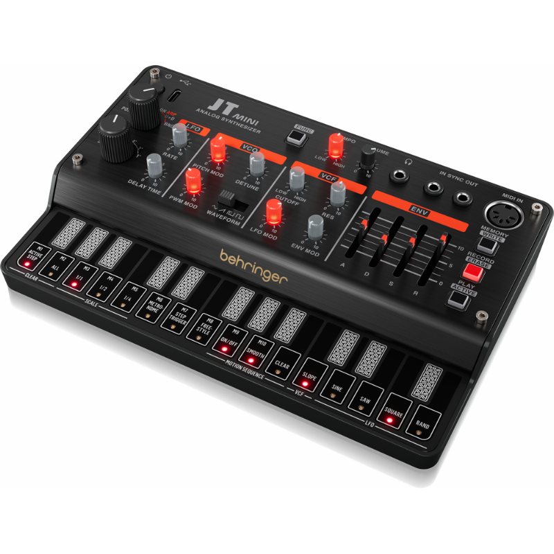 Behringer JT Mini Analog Polyphonic Synthesizer with 3 VCOs, Multi-Mode VCF, Arpeggiator, 16-Step Motion Sequencer — view 3