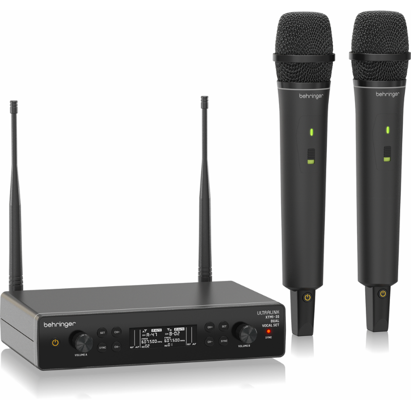 Behringer XTM1-35 Dual UHF Wireless Microphone System with 2 Handheld Mics and Dual-Channel Receiver