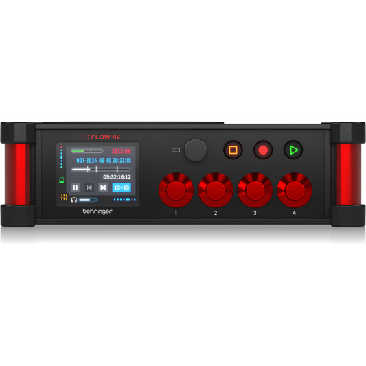 Behringer FLOW 4V Field Recorder - Digital Audio Mixer, 4 Inputs, SD Recording, Bluetooth App, StageConnect Interface