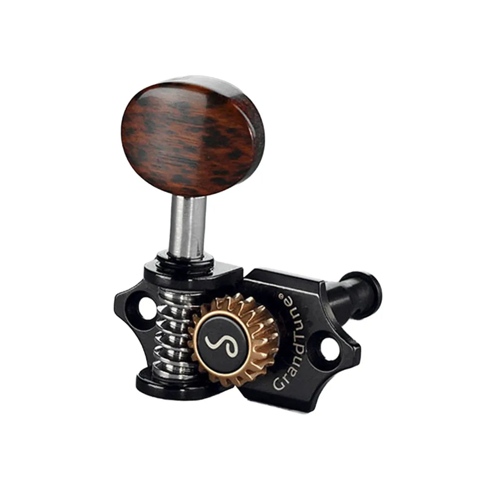 Schaller GrandTune 3/3 Tuning Machines - Black/Snakewood, 18:1 Gear Ratio, Velvet-Tec Technology, Vintage Design, Maintenance-Free Performance