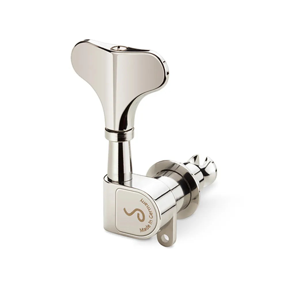 Schaller M4 180 Light Nickel Bass Machine Heads 4/L, Gear Ratio 1:20, 44g, 14mm Bore Diameter, Precision Tuning, Maintenance-Free Service