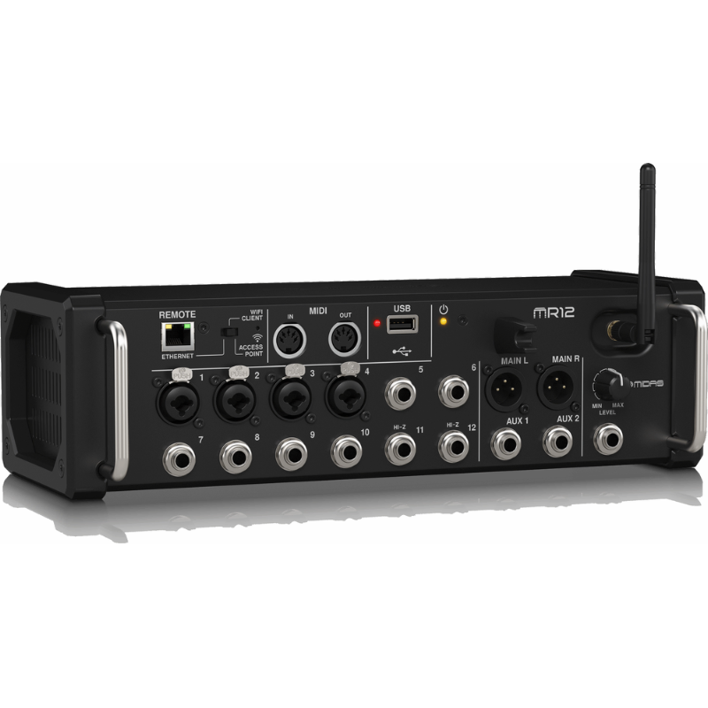 Midas MR12 12-Input Digital Mixer for iPad/Android with 4 Preamps, 8 Line Inputs, Wifi Module and USB Stereo Recorder — view 2